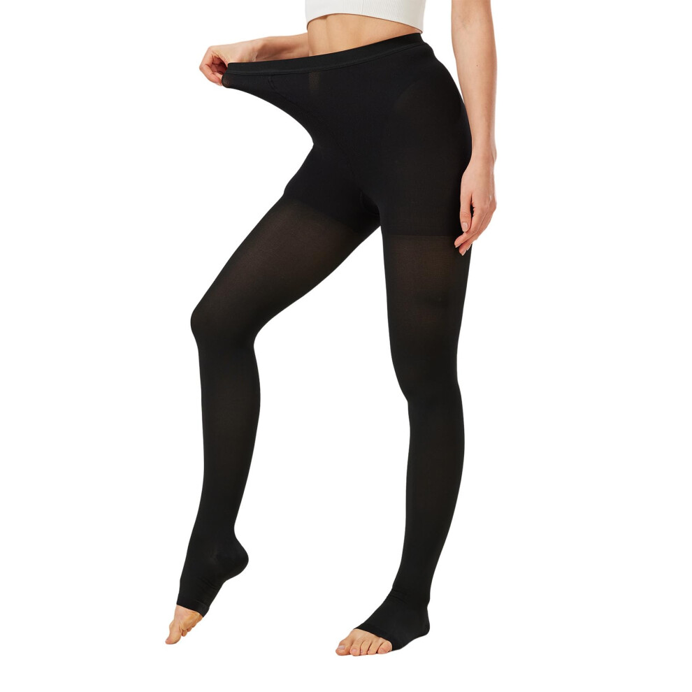 Black 2030 Mmhg Open Toe Compression Pantyhose Waist Graduated Medical Stockings For Varicose Veins