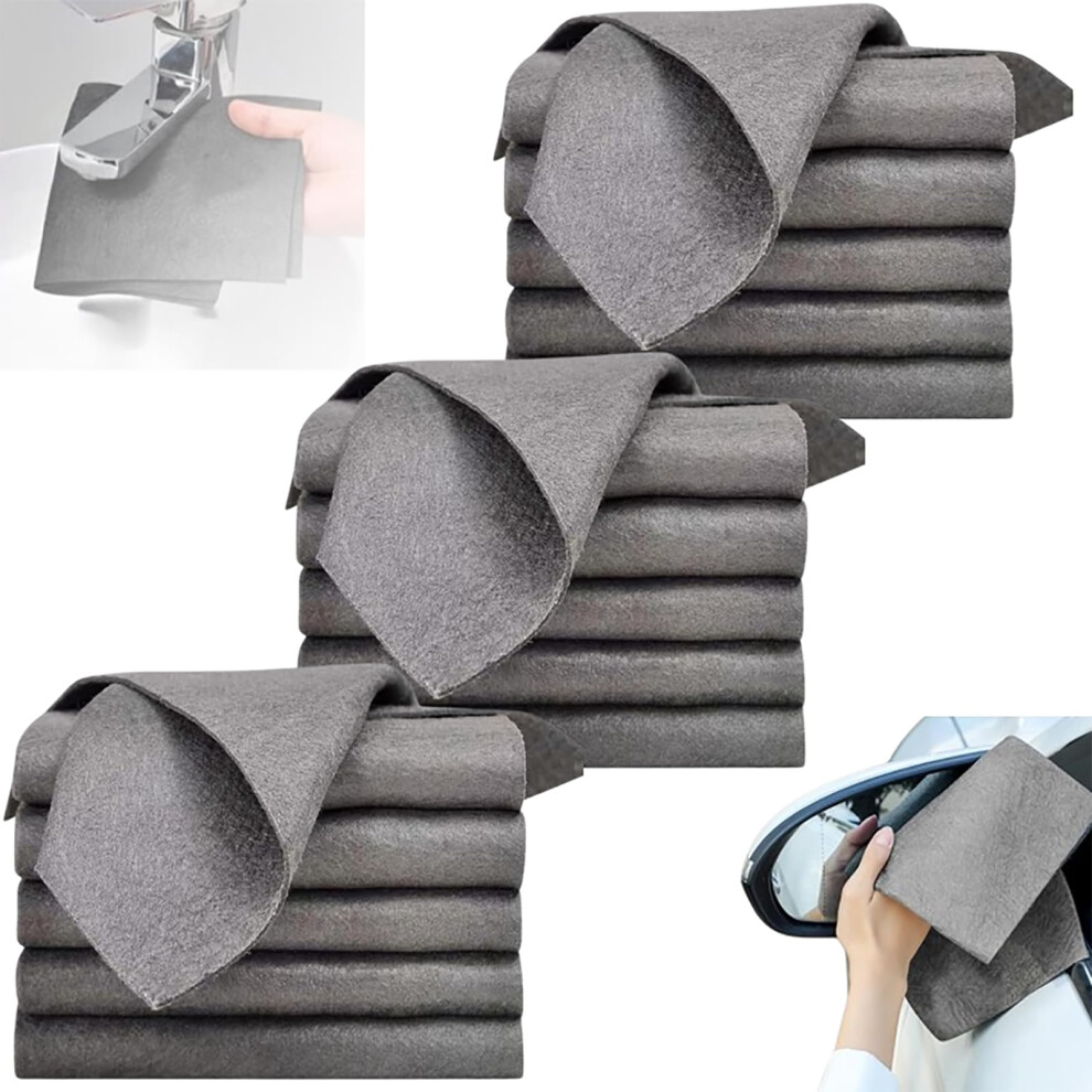 15 Pack Thickened Microfiber Cleaning Cloths Lint Streak For Glass Windows Car Mirrors Gray 9092120732122