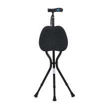 Folding Cane with Seat and LED Light, Adjustable Height Aluminum Walking Stick Stool for Elderly