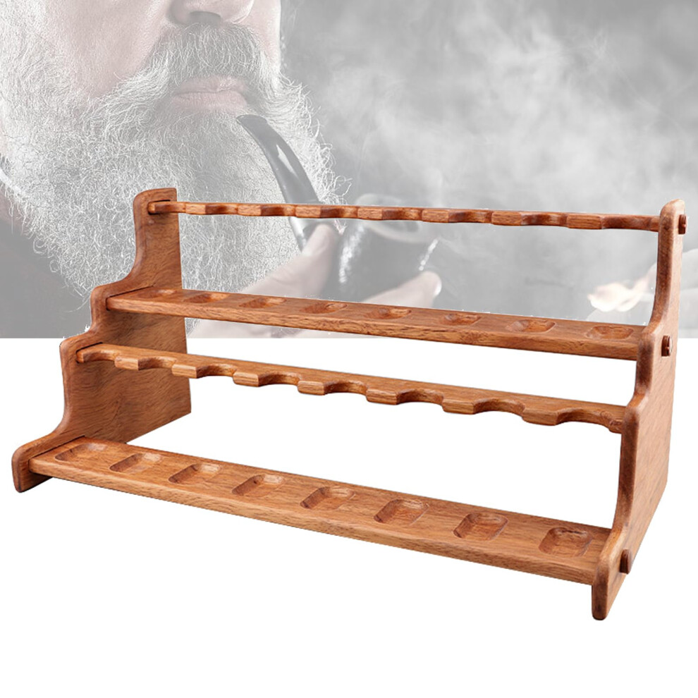 Handmade Wooden Tobacco Pipe Stand Organizer, 16Pipe Display Rack Holder for Smoking Pipes