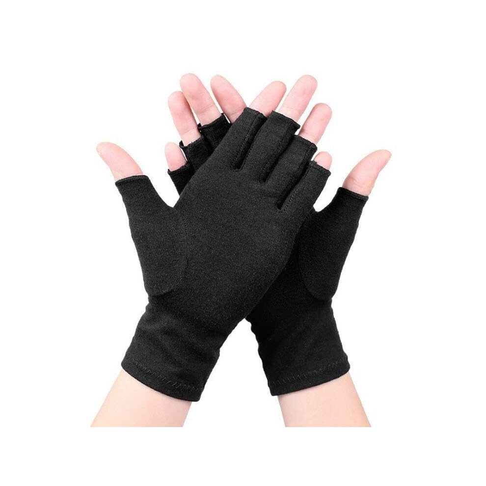 Compression Gloves for Arthritis Relief, Fingerless Breathable Cotton Spandex Hand Support for Typing