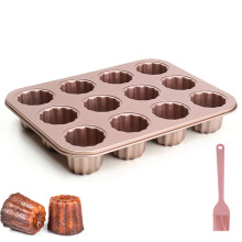 Canele Mold 12Cavity Carbon Steel NonStick Muffin Pan for Oven Baking Cupcakes and Bread
