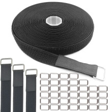 Heavy Duty Hook and Loop Straps with Buckles, 32ft Roll Reusable Cable Ties for Cord Organization