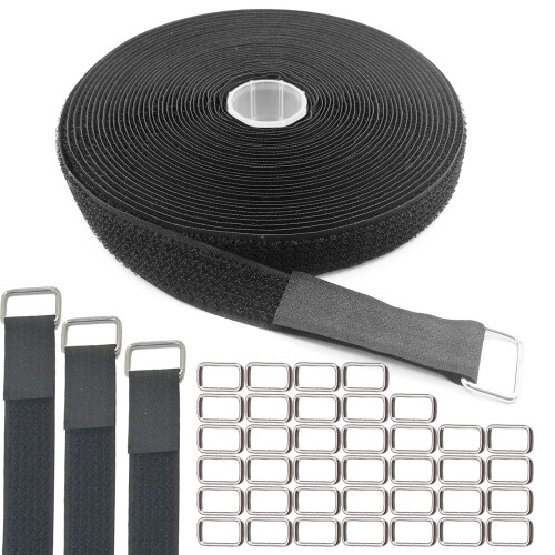 Heavy Duty Hook and Loop Straps with Buckles, 32ft Roll Reusable Cable Ties for Cord Organization