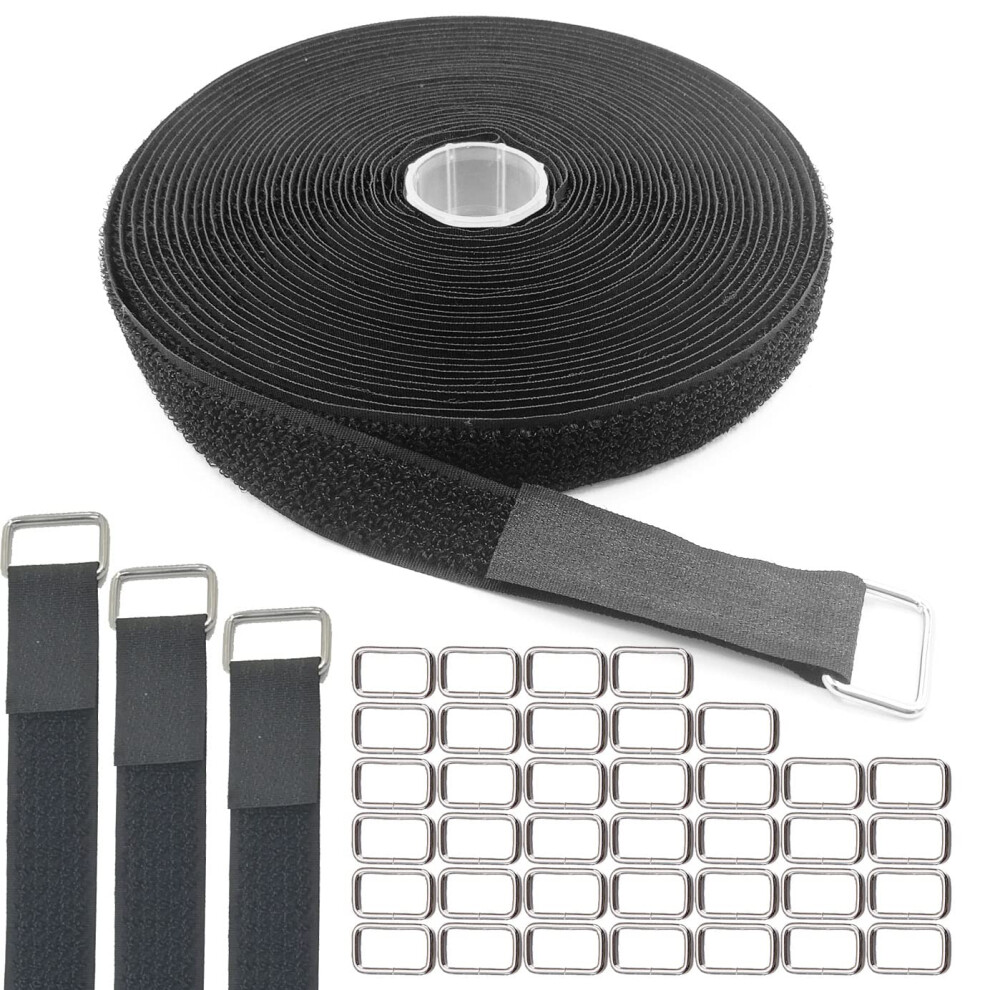 Heavy Duty Hook And Loop Straps With Buckles, 32Ft Roll Reusable Cable Ties For Cord Organization 9455672181440