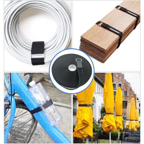 Heavy Duty Hook and Loop Straps with Buckles, 32ft Roll Reusable Cable Ties for Cord Organization 2