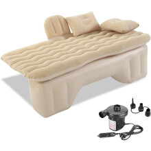 Car Air Mattress for Chevrolet Silverado 1500 2500 3500, Double‑Sided Flocking Back Seat Air Bed with Head Support and Side Barriers