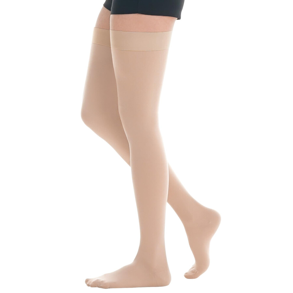 Beige 2030Mmhg Thigh Compression Socks For Varicose Veins And Edema, Closed Toe 2XL