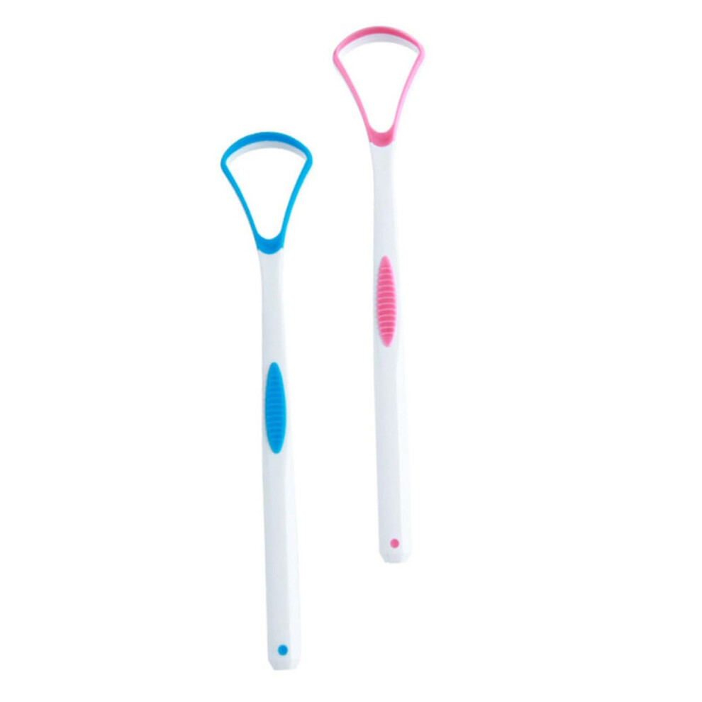 2pcs Ergonomic Tongue Scraper and Cleaner for Bad Breath Removal with Smooth Edge Design