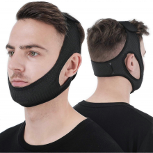 Mentonnière anti-ronflement [Version améliorée], solution efficace contre le ronflement, bandeau anti-ronflement ajustable et respirant