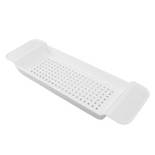 Retractable Plastic Bathtub Shelf Across Tub Towel Book Holder White
