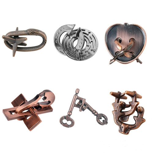 Joyeee 6 Pcs Brain Teaser Metal Wire Puzzles, Mind IQ Test Unlock Toy