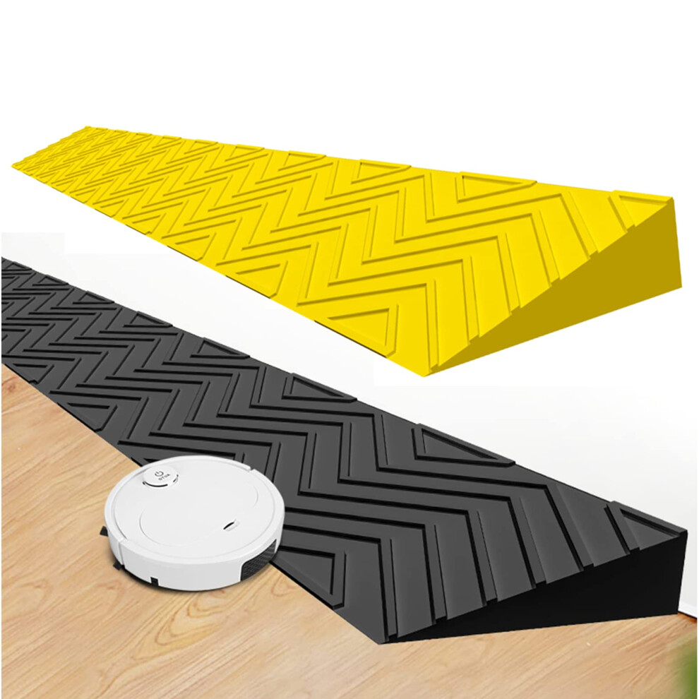 Yellow Rubber Threshold Ramp 0.42.8 Inch Rise Antislip Wheelchair Curb Ramp For Doorways And Small Steps