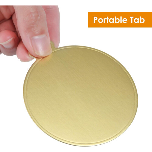 Mini Cake Boards 3.1 Inch Round Gold Cake Base with Tab for Mousse Dessert Display 2
