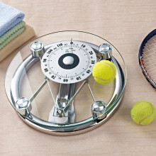 Mechanical Bathroom Scale with Large 155mm Dial, Tempered Glass, Non Slip Base, 120kg Capacity