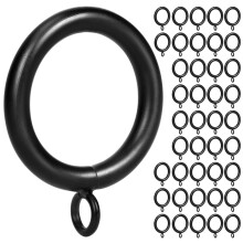 Metal Curtain Rings 42pcs Black 1 1/4 Inch with Eyelets Fits 1 Inch Rod Durable Steel Smooth Slide