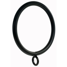 Black Metal Curtain Rings 2 Inch with Eyelets for 1.5 Inch Rod, Set of 28, Sleek Finish