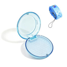 Retainer Case with Mirror and Lanyard, Magnetic Lock Mouthguard Holder, Ventilated Clear Pink Box