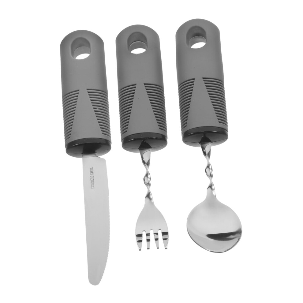 Adaptive Weighted Eating Utensil Set for Elderly with Ergonomic Nonslip Grip and Stainless Steel