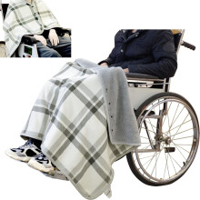 Wheelchair Blanket for Adults, Heated Lap Blanket with Double‑Sided Plush Warmth and Secure Buckle, 2‑in‑1 Wearable Cape 100x140cm