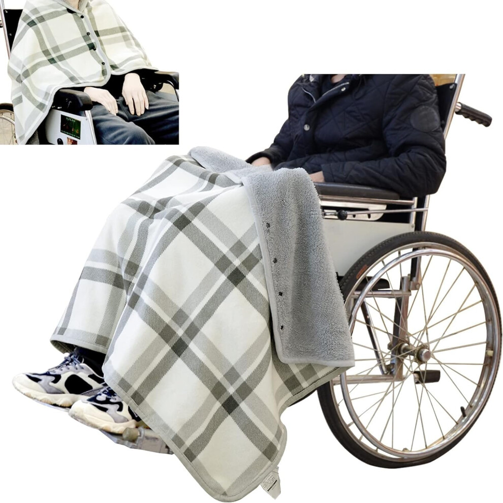 Wheelchair Blanket for Adults, Heated Lap Blanket with DoubleâSided Plush Warmth and Secure Buckle, 2âinâ1 Wearable Cape 100x140cm