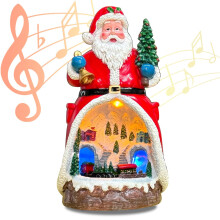 Christmas Musical Snow Globe with Animated Santa Figurine, Rotating Train, LED Lights and Music