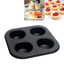 4 Cup Non Stick Muffin Pan Carbon Steel Baking Tray for Oven Cupcakes Pudding and More