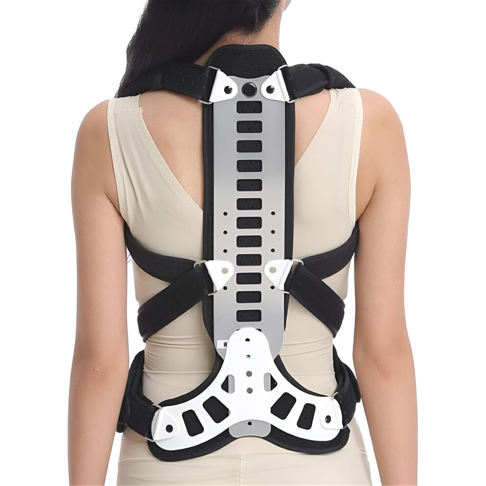 Black Adjustable Spine Posture Corrector With Ergonomic Back Support For Hunchback And Scoliosis, L