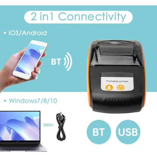 Thermal Receipt Printer 58mm Bluetooth and USB Speed Wireless for Android iOS Windows 2