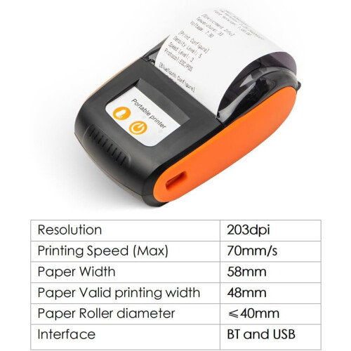 Thermal Receipt Printer 58mm Bluetooth and USB Speed Wireless for Android iOS Windows 1