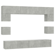 Ensemble de meubles TV - HELLOSHOP26 - 8 pièces - Bois d'ingénierie - Gris béton - Design pratique