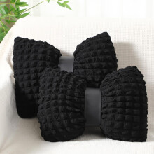 2 Pcs Black Bow Throw Pillow, Soft Plush Decorative Cushion for Couch Bed Living Room