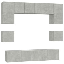 Ensemble de meubles armoire buffet TV télévision salon chambre séjour 8 pièces bois d'ingénierie gris 02_0025253