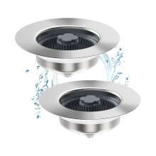 2PC 2 in 1 Kitchen Sink Strainer and Stopper, 304 Stainless Steel, Leakproof Triple Seal Basket Fit 3.5 Inch Drain