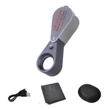 Jeweler's Loupe 10X/20X/30X Magnifying Glass with Light for Coin and Stamp Inspection, Rechargeable LED