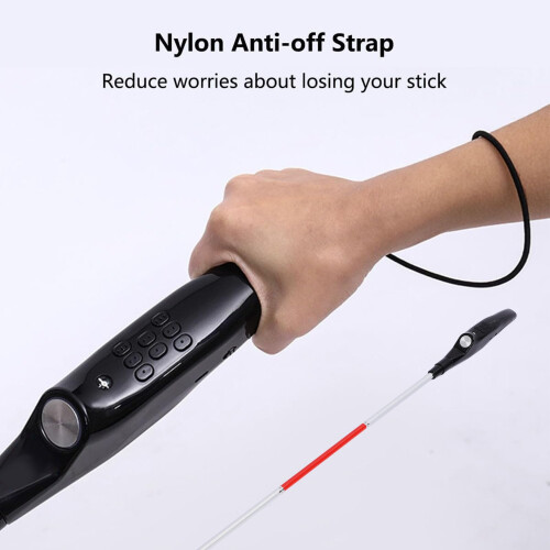 Blind Walking Cane with Ultrasonic Obstacle Detection, Voice Alert, Foldable 40in Reflective Design 1