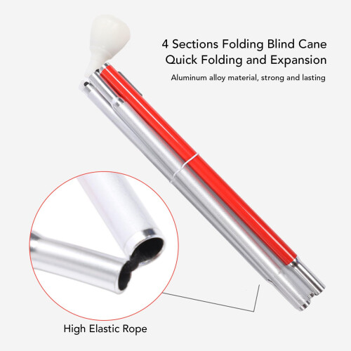 Blind Walking Cane with Ultrasonic Obstacle Detection, Voice Alert, Foldable 40in Reflective Design 2