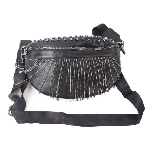 Messenger-Stud-Nietentasche - Schwarz PU-Leder, 24x15x1cm 1