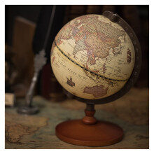 5 Inch Vintage World Globe with Clear Detailed Mapping, 360 Rotation, Silver Base Desk Decor