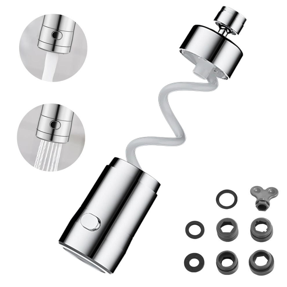 Kitchen Faucet Sprayer 360 Rotation Dual Modes Water Saving Sink Extender Attachment Silver 9113335920941
