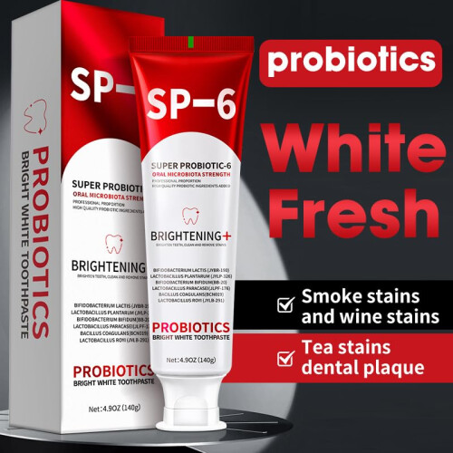 SP6 Probiotic Whitening Toothpaste for Sensitive Teeth with 6 Probiotics, Fluoride, Enamel Safe Mint 1