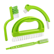 4 in 1 Grout Cleaning Brush with Handle, Tile Scrub Brush for Bathroom Kitchen Floor Lines, Green