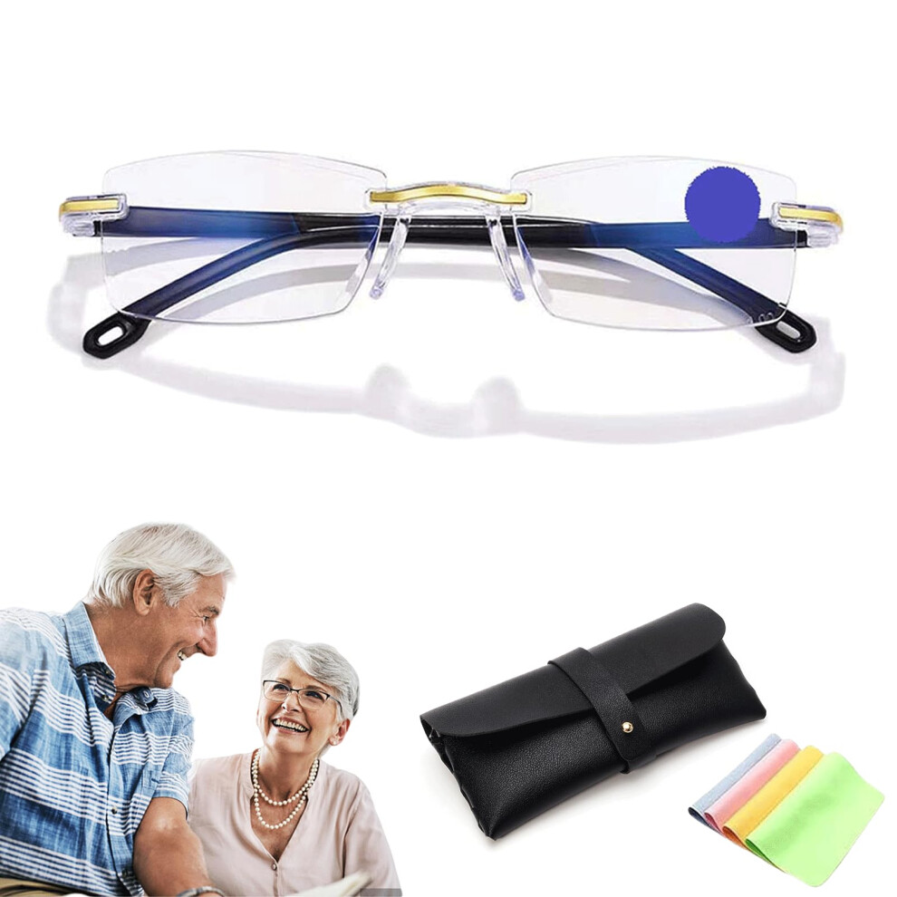 Reading Glasses with Intelligent Zoom Lens 1.0X, Anti Blue Light Protection for Men and Women