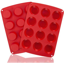 12 Cup Silicone Muffin Pan Nonstick Cupcake Baking Tray Easy Release Dishwasher Safe 2 Pack