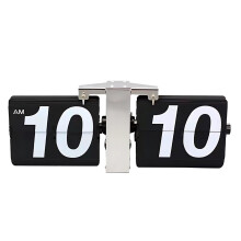 Large Retro Flip Clock for Desk with Quartz Accuracy, Battery Operated Vintage Style 14.2 Inch