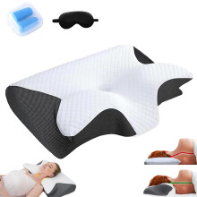 Orthopedic Memory Foam Cervical Neck Pillow for Side Sleepers, Ergonomic Contour Support for Neck Pain Relief, Black
