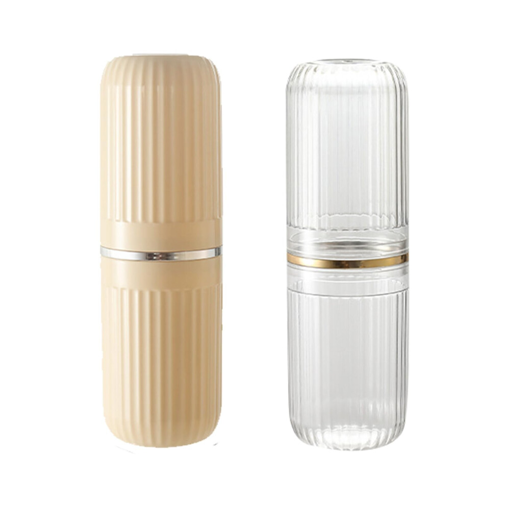 White/Yellow Travel Toothbrush Holder With Ventilated Drying Design, Compact Case For Camping And Trips,