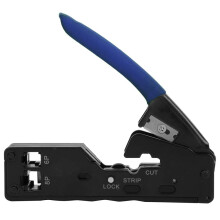 Network Cable Crimping Tool RJ45 RJ12 with Cutter and Stripper, Ergonomic Non‑Slip Grip Blue