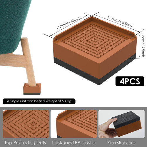 Adjustable Bed Risers 4 Pack, Stackable Non Slip Furniture Risers for Bed Frame, Heavy Duty 500kg Load Support 1