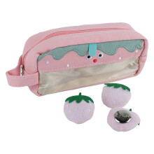 Art Supply Organizer Bag, Sturdy And Durable Multi Functional Zipper Pencil Bag Cute Cartoon Design Waterproof Canvas Fabric Easy Carry Handle For